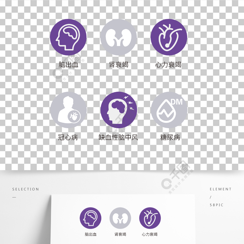 血管類疾病圖標腦出血冠心病中風等