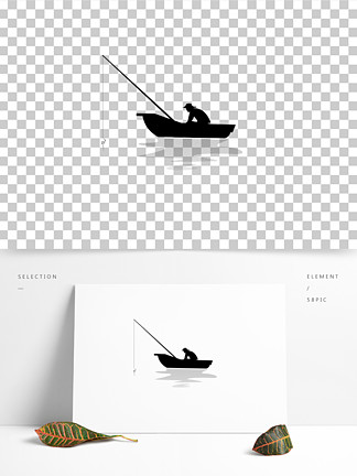 小舟剪影图片