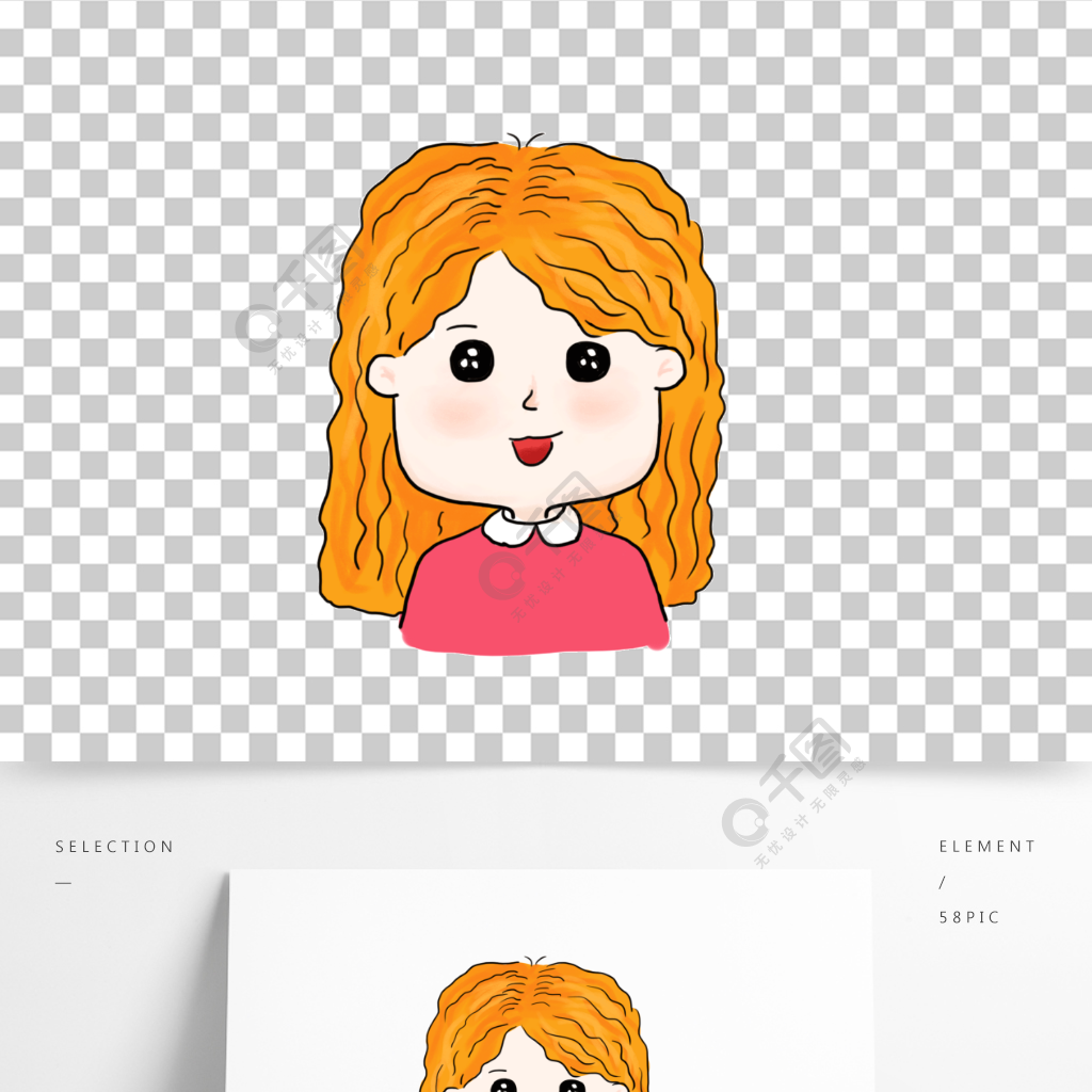 卡通可愛女孩q版人物女生頭像手繪人物