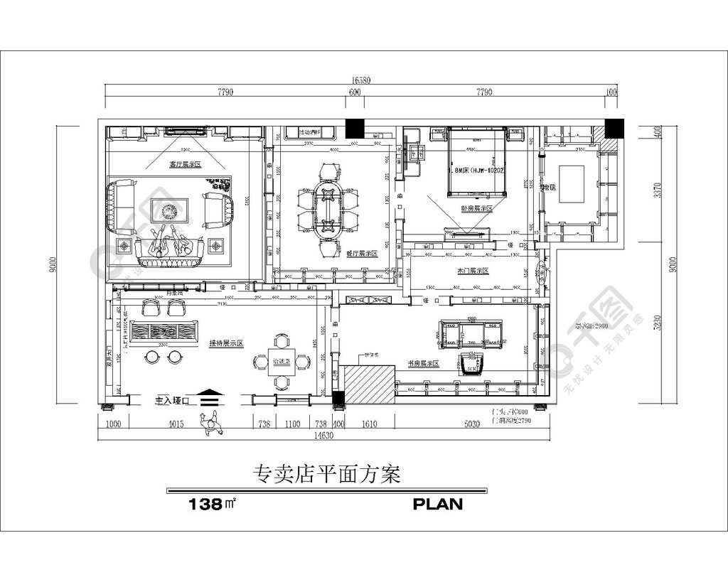 某展廳平面佈局圖設計圖免費下載_dwg格式_編號40238610-千圖網