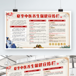 中国风夏季中医养生保健知识宣传内容型展板