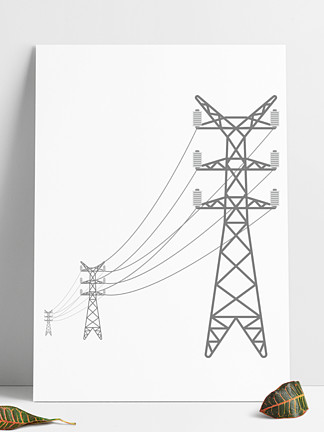 电力铁塔图片手绘图片