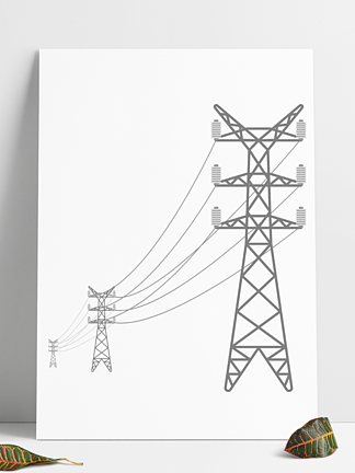 电力铁塔漫画图片