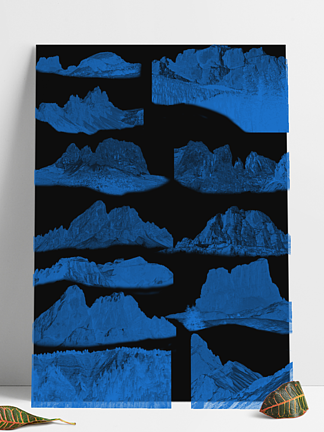 原创创意蓝色冰山冰<i>川</i>雪山山峰素材PSD