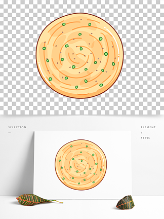 卡通手繪美食蔥油餅線條插畫矢量裝飾元素