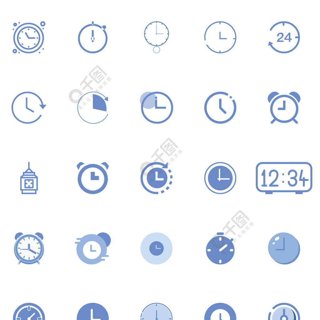 蓝色扁平化时间图标icon半年前发布