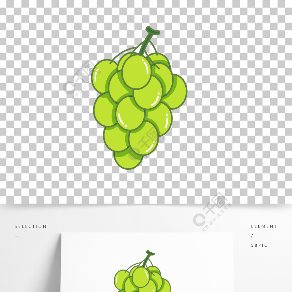 卡通手繪青葡萄線條插畫矢量裝飾元素
