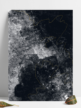 抽象黑白晕染大理石金线纹理背景图
