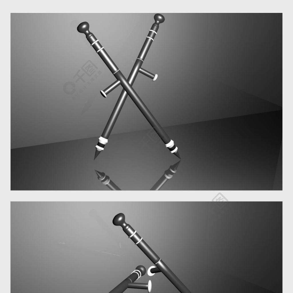 3d模型游戏动漫cg武器冷兵器铁拐高模