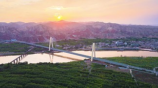 风景黄河兰州河口特大桥4K<i>航</i><i>拍</i>