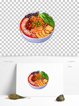 螺絲粉粉面湯粉早餐美食手繪插畫食物卡通
