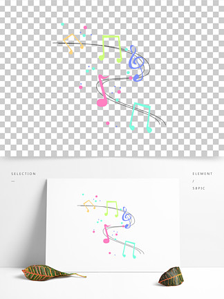 音符五線譜裝飾音樂符號元素素材12462358卡通五線譜音樂跳動漂浮音符