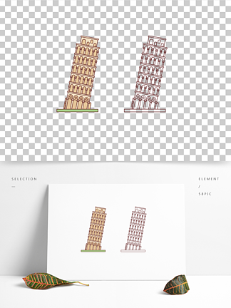 比萨斜塔模板免费下载_eps格式_编号440620-千图