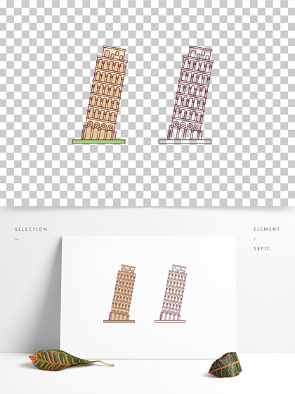 【手繪建築比薩斜塔】圖片免費下載_手繪建築比薩斜塔素材_手繪建築
