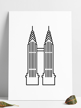 吉隆坡双子塔简笔画图片