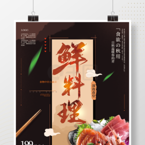 大气简约创意日式刺身餐厅海报