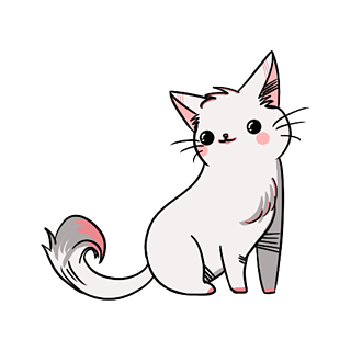手绘可爱的猫咪白猫元素