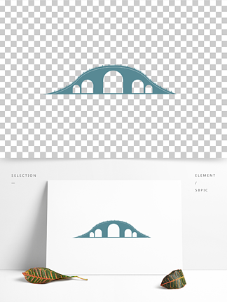 石拱橋元素手繪矢量圖原創卡通小橋