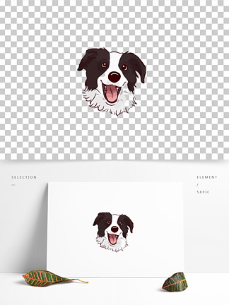 边牧手绘卡通狗狗可爱 i