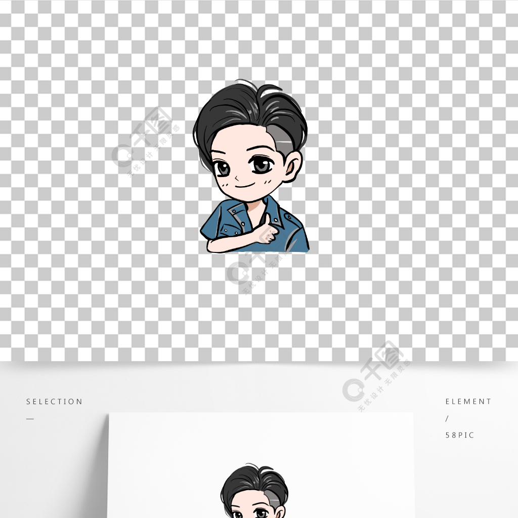 卡通人物大拇指男孩卡通手繪簡筆畫男生頭像