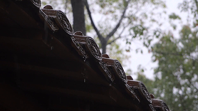 高清實拍夏季下雨雨天屋簷落雨升格慢動作