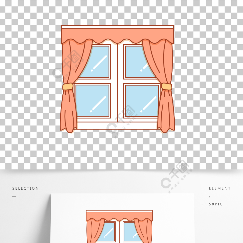 卡通手繪窗口窗戶線條插畫矢量裝飾元素模板免費下載_ai格式_2000像素