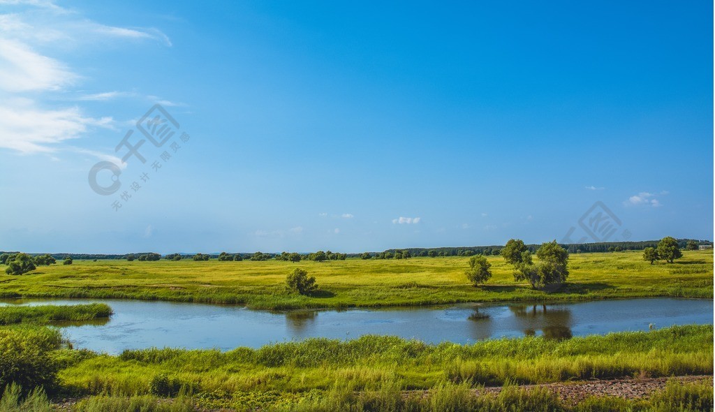 非洲草原平原藍天風景