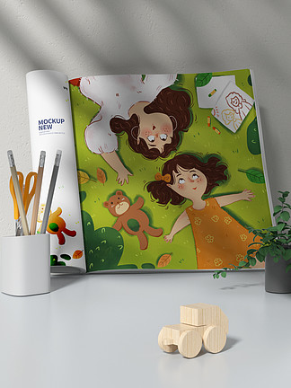 原创3D儿童宣传册<i>画</i>册样机