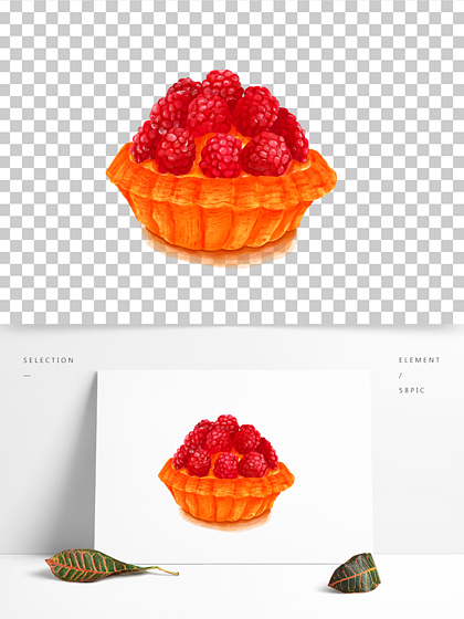 手繪 i>仿 /i>水彩蔓越莓水果塔糕點元素