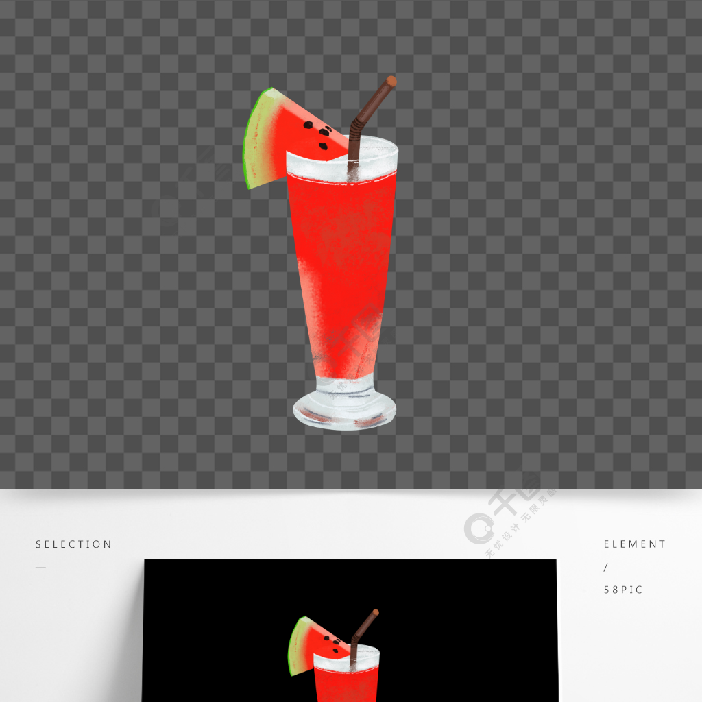 卡通西瓜汁手繪插畫