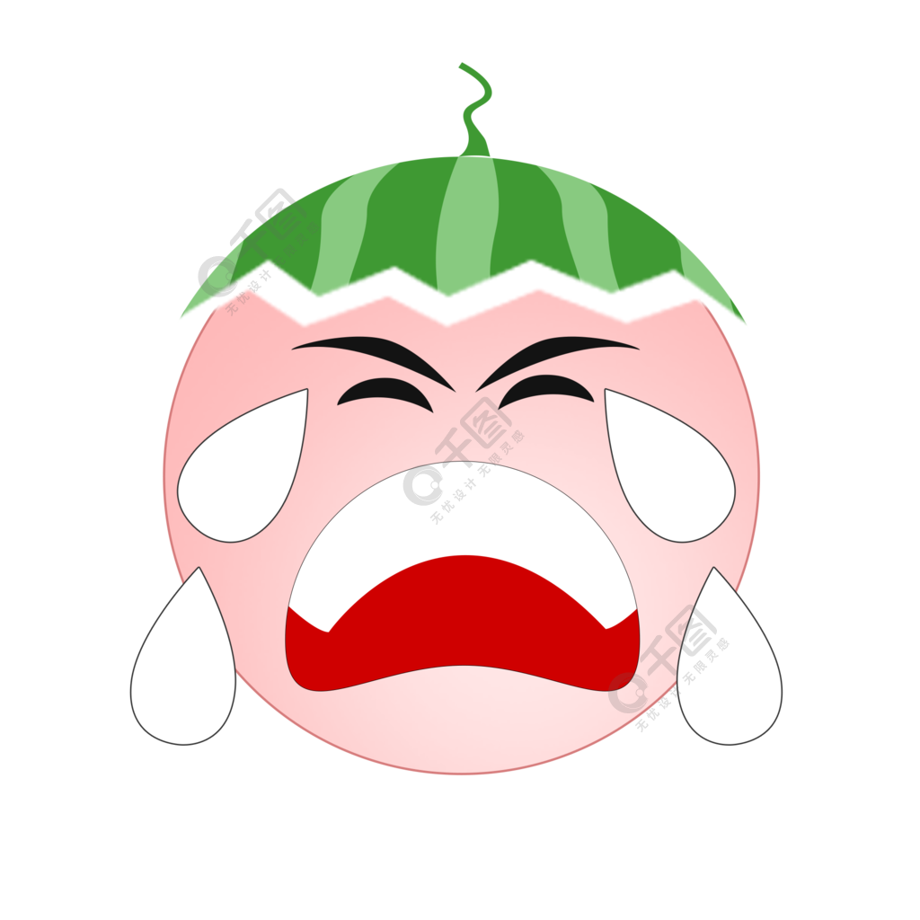 西瓜造型大哭表情图标