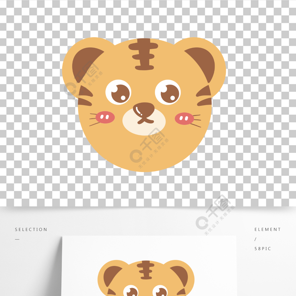 手繪卡通可愛動物虎年老虎表情頭像矢量免摳