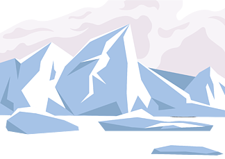 冰<i>川</i>冰海平面简约卡通漂浮