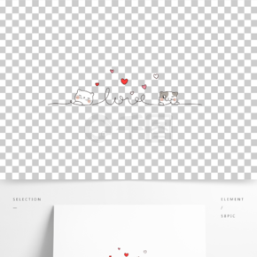 爱心猫咪平铺元素图案背景图矢量免抠