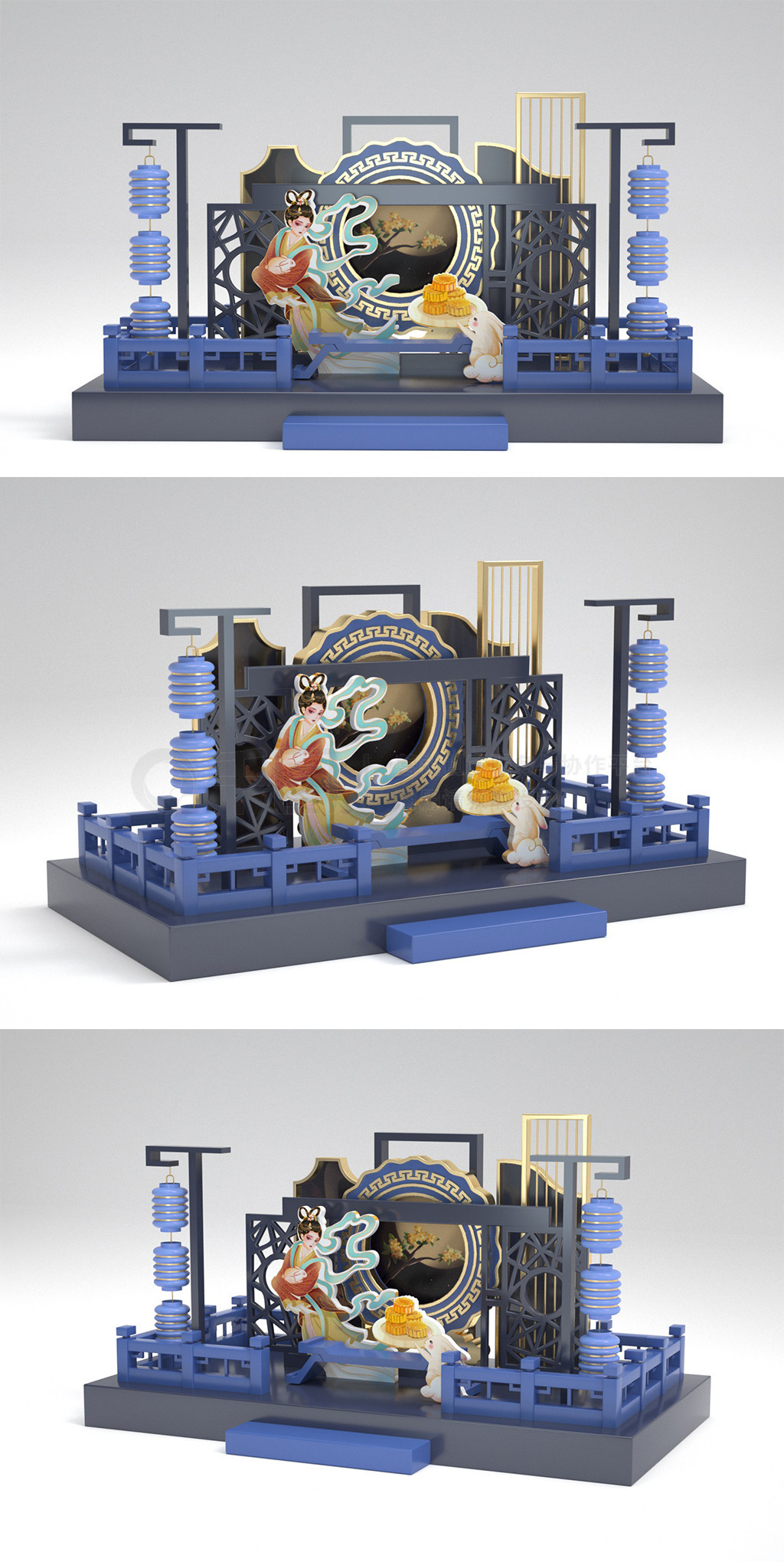 3d中秋美陈文化墙模型