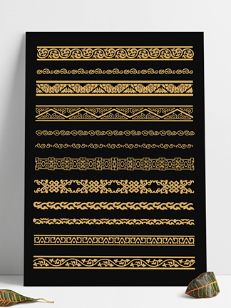 宫廷边框古典镂空图案传统贴边花纹素材