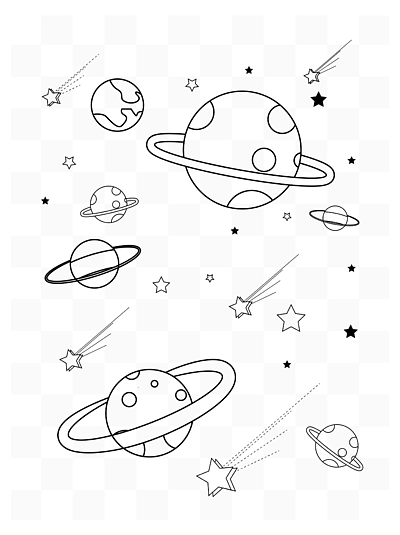 好看的黑白画星空图片