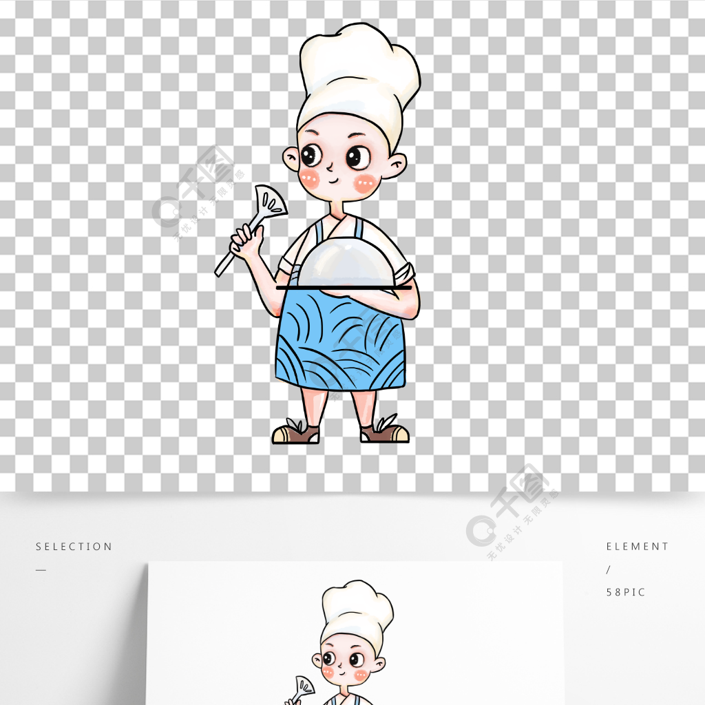 小廚師男手繪卡通小可愛職業烹飪