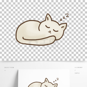 睡觉的猫咪简笔画彩色图片