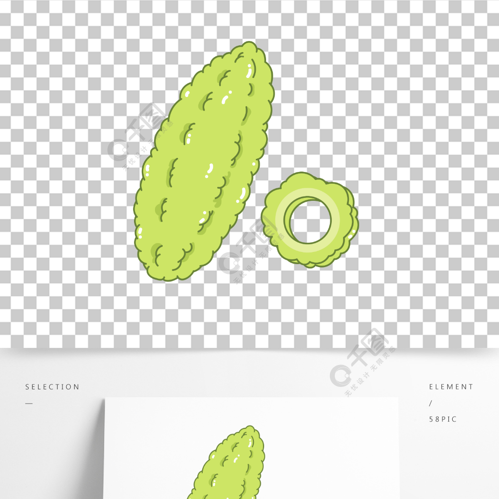 卡通手繪蔬果苦瓜涼瓜線條插畫矢量裝飾元素