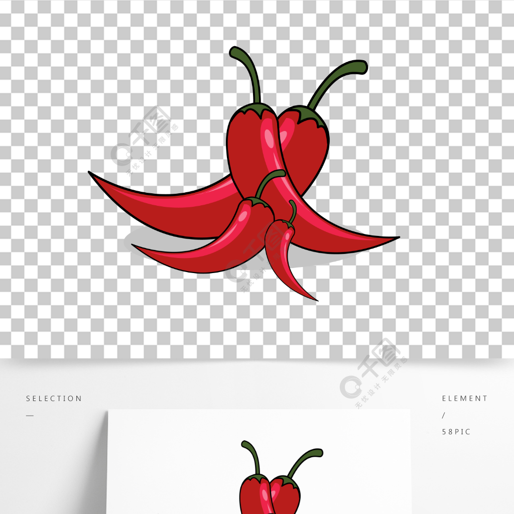 紅辣椒蔬菜手繪卡通矢量