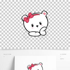 卡通小熊动物儿童动物蝴蝶结害羞小熊卡通 简约 桃心 笑脸 表情 图案