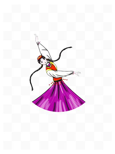 新疆舞蹈美女 民族舞蹈卡通画