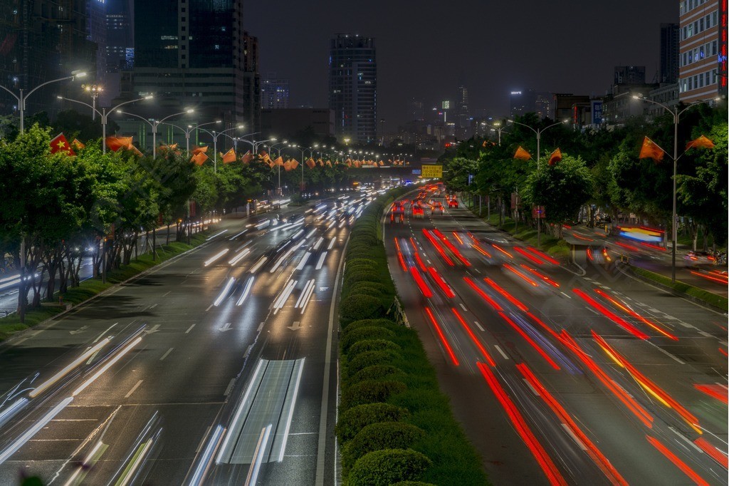 深圳广深公路车流夜景高清摄影图