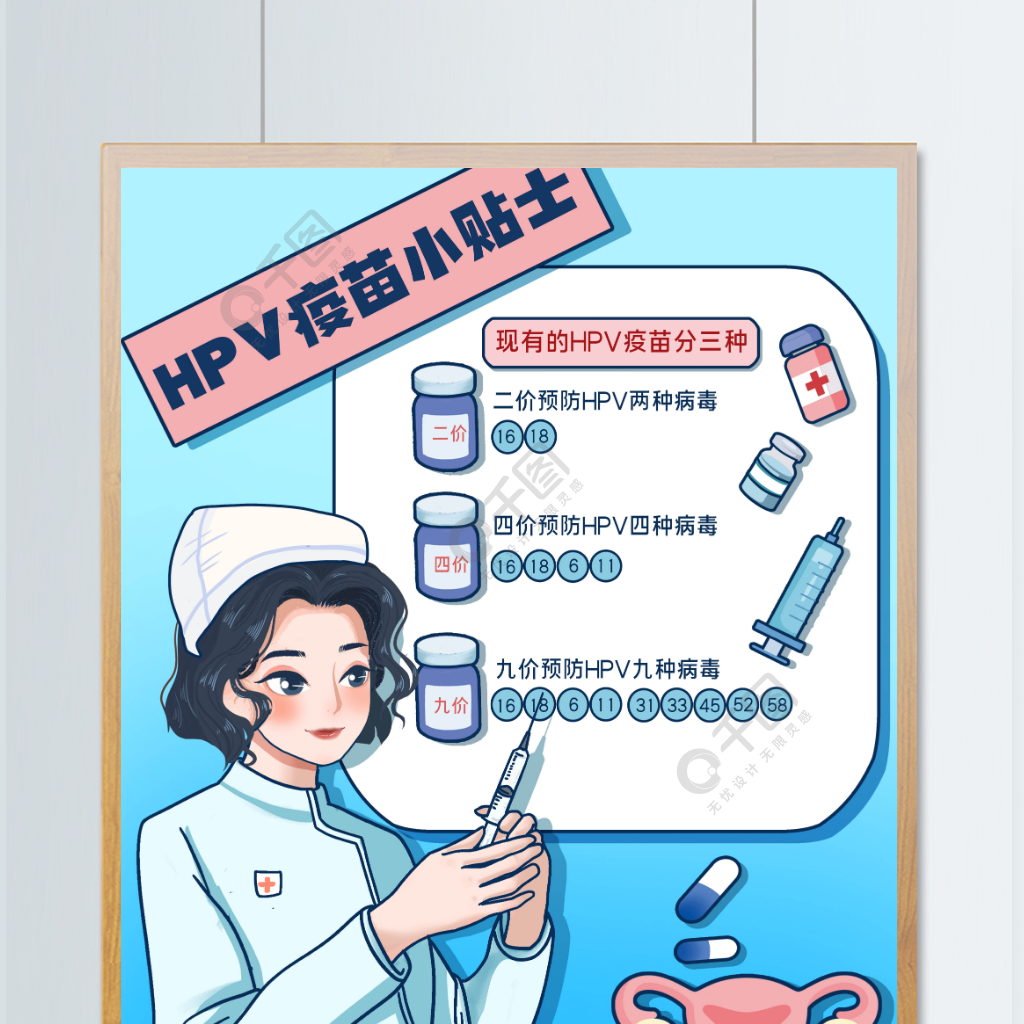 hpv疫苗小科普藍色簡約醫生醫療健康插畫