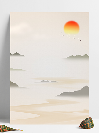 中国传统古典风山水墨画节气风景海报背景