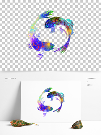 572双鱼戏水八卦手绘元素572811国潮传统文化太极八卦商业海报286922
