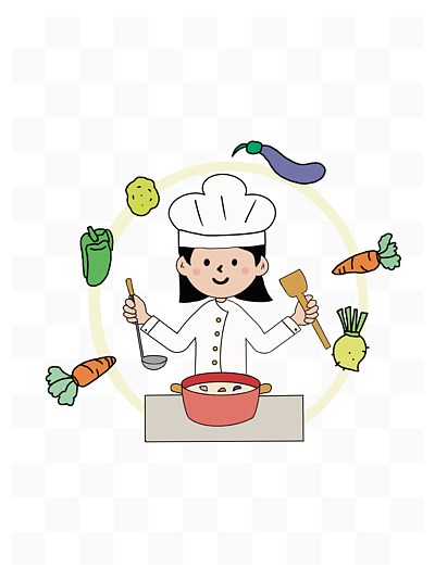 卡通人物厨师做饭素材图