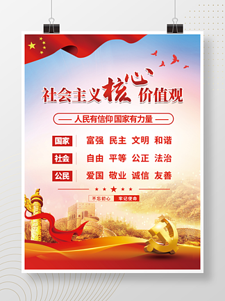 党建风建党百年社会主义核<i>心</i>价<i>值</i>观党史海报