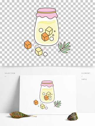 蜜罐罐子矢量插畫元素227312瓶子矢量牛奶瓶水杯罐子杯子可愛簡筆畫